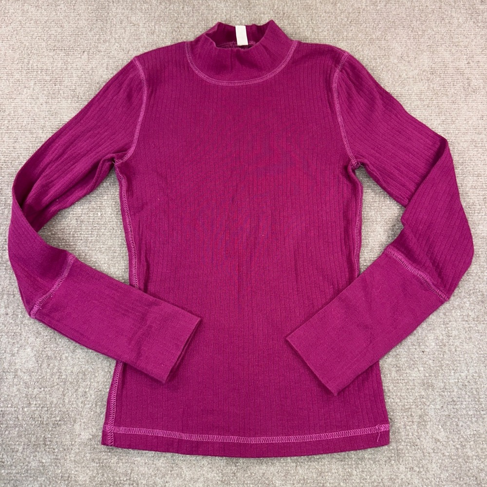 Free People Intimately Ribbed Mock Neck Long Sleeve Top Magenta Purple XS